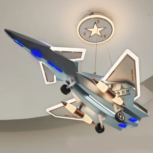 Pendul Avion Model D188 – 240W, 3 Tipuri de Lumină, Telecomandă, Înălțime Reglabilă, Albastru Spațial