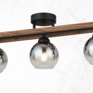 Lustră Model 3332-3 (cu lemn) – Design Modern Natural, 3 x E27