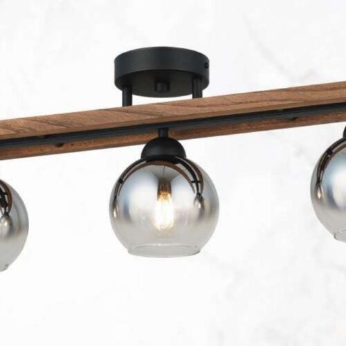 Lustră Model 3332-3 (cu lemn) – Design Modern Natural, 3 x E27