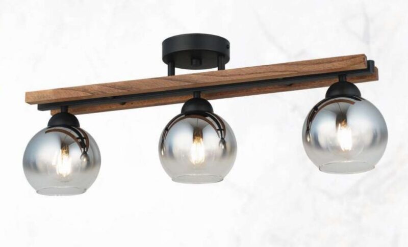Lustră Model 3332-3 (cu lemn) – Design Modern Natural, 3 x E27