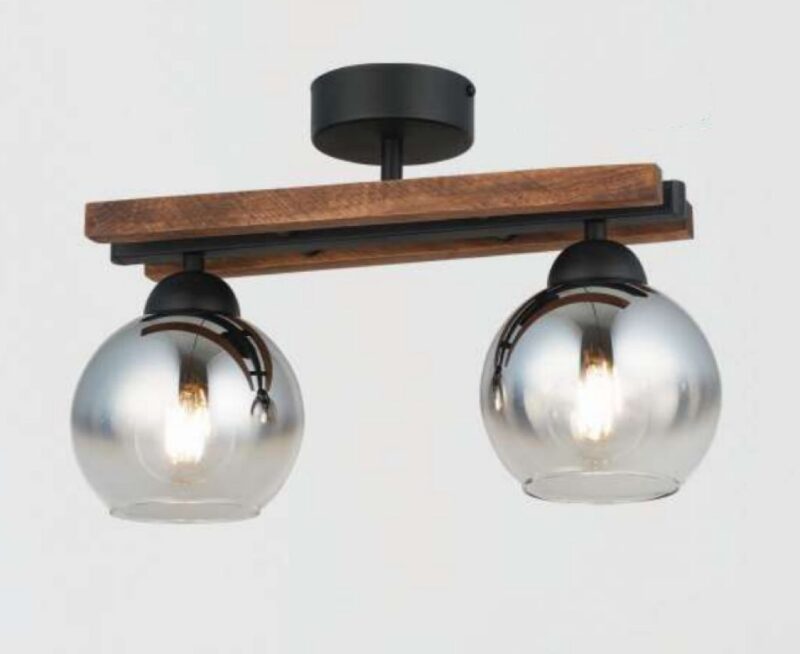 Lustră Model 3332-2 (cu lemn) – Design Modern Natural, 2 x E27