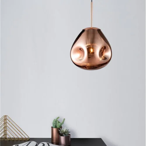 Pendul Model 11-1 – Abajur din Sticlă, 1 x E27, Reglabil, Rose Gold