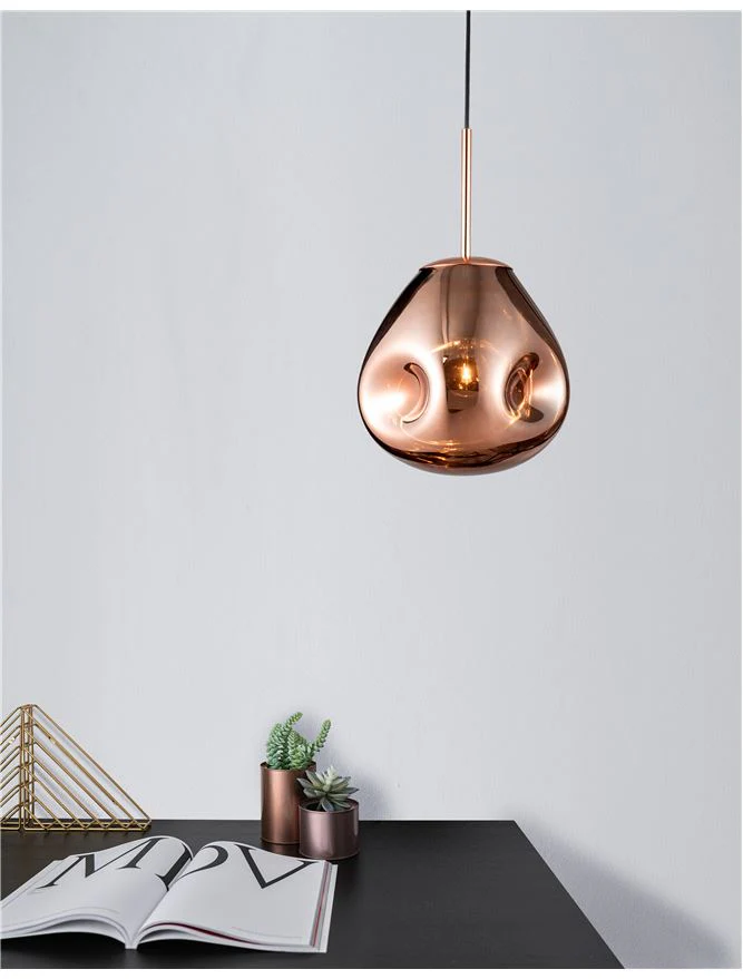 11-1RSG2 Pendul Model 11-1 – Abajur din Sticlă, 1 x E27, Reglabil, Rose Gold