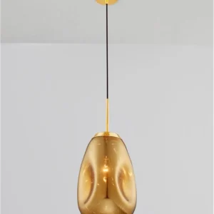 Pendul Model 14-1 – Abajur din Sticlă, 1 x E27, Reglabil, Auriu