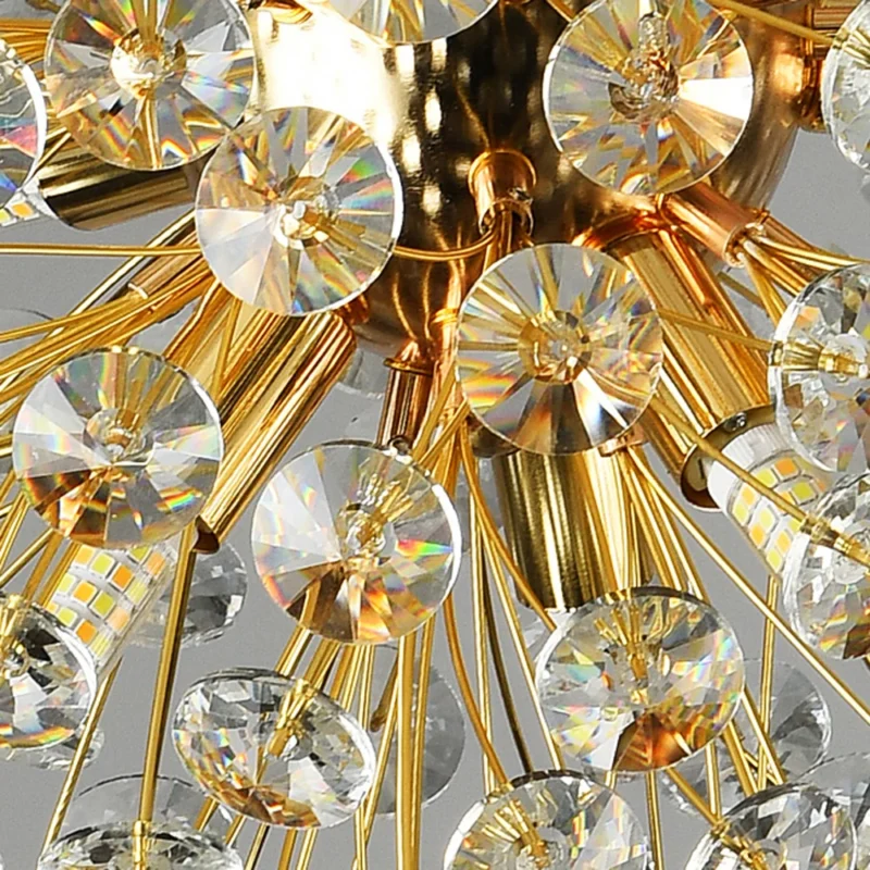 Lustră LED Tip Pendul Model 21-5 – Cristal & Metal, 30 x G9, Auriu
