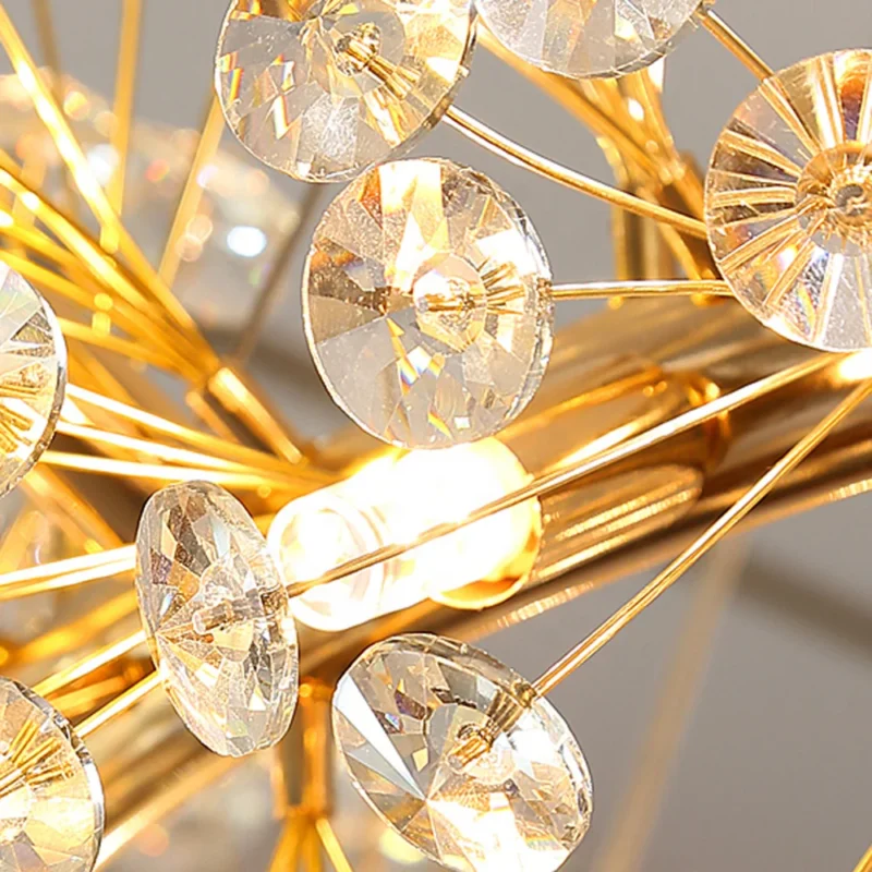 Lustră LED Tip Pendul Model 21-5 – Cristal & Metal, 30 x G9, Auriu