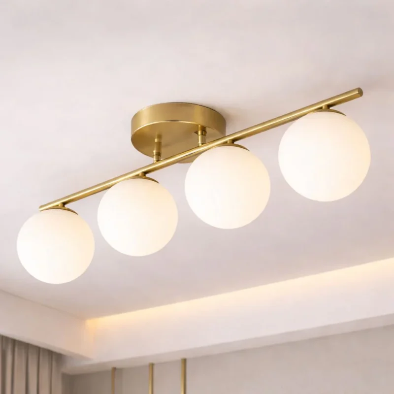 Lustră Model 6073-4 – cu Abajururi, 4 x E27, Auriu