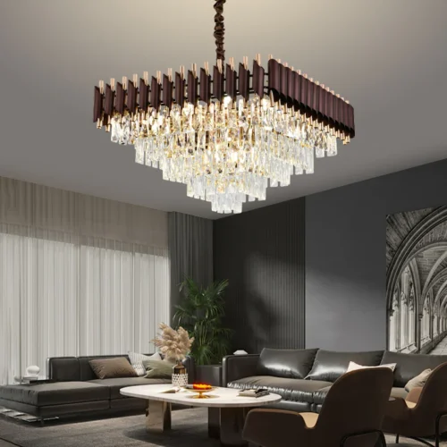 Candelabru Model S89001-600x600 – Cristal & Metal, 10 x E27, Maro-Auriu