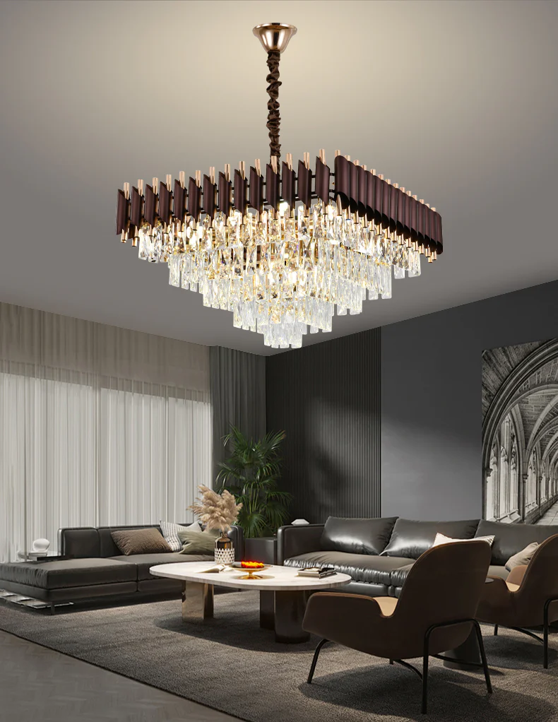 Candelabru Model S89001-600x600 – Cristal & Metal, 10 x E27, Maro-Auriu