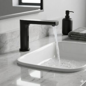 Baterie Lavoar cu Senzor 1201G Elit's – Negru Mat, Activare Automată, Design Premium