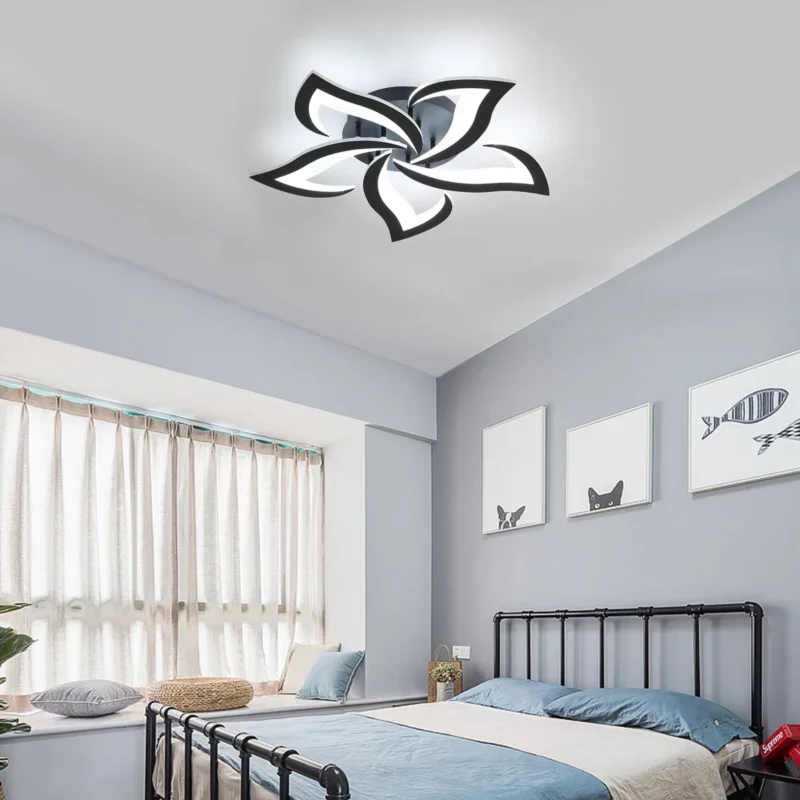 Lustră LED Model R9176-5A1 – cu Telecomandă, 70W, Negru