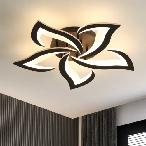 Lustră LED Model R9176-5A1 – cu Telecomandă, 70W, Negru