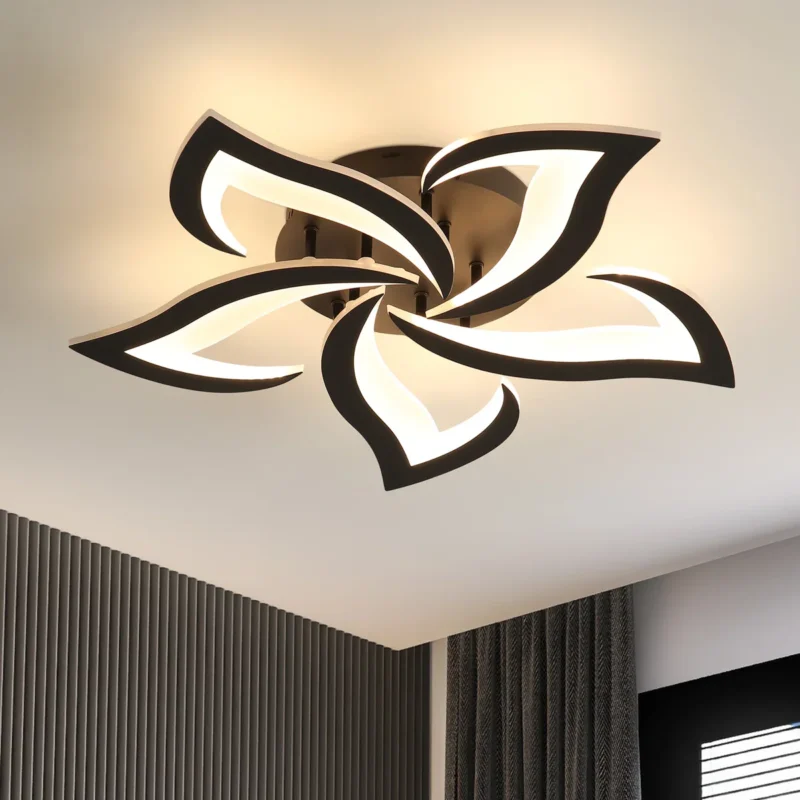 Lustră LED Model R9176-5A1 – cu Telecomandă, 70W, Negru