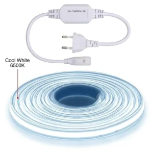 Bandă LED COB Profesională 20 m, 280 LED/m, 220V, IP65, Lumină Rece 6500K, Alimentator Inclus