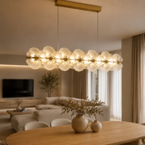 Pendul LED Model R9187-900 – cu Telecomandă, 144W, Auriu