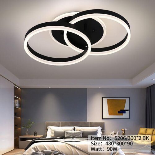 Lustră LED Model 5206-300 BK – cu Telecomandă, 90W, Dimabilă
