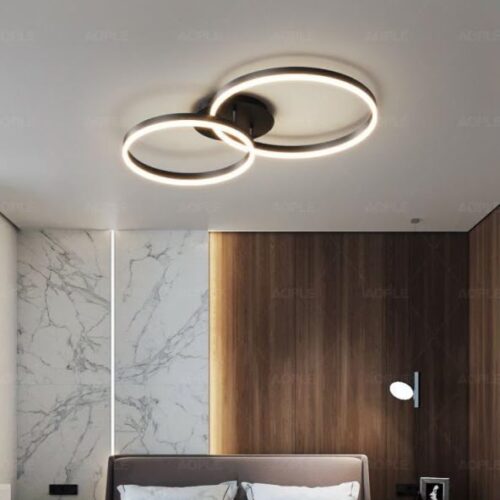 Lustră LED Model C900-2A – cu Telecomandă, 120W, Negru
