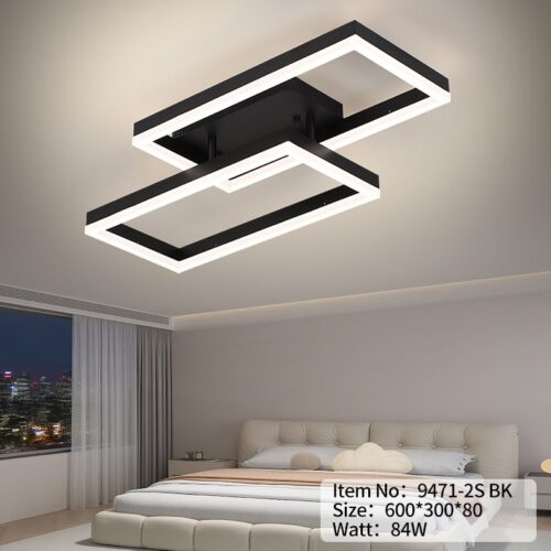 Lustră LED Model 9471-2S BK – cu Telecomandă, 84W