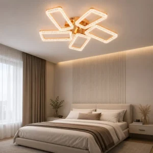 K2551-5GDcamera Lustră LED Model K2551-5 – 160W, Telecomandă, 3 Tipuri de Lumină, Intensitate Reglabilă