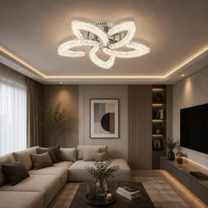 Lustră LED Model K2558-5 – 120W, Telecomandă, 3 Tipuri de Lumină, Intensitate Reglabilă