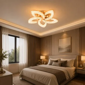 Lustră LED Model K2558-5 – 120W, Telecomandă, 3 Tipuri de Lumină, Intensitate Reglabilă