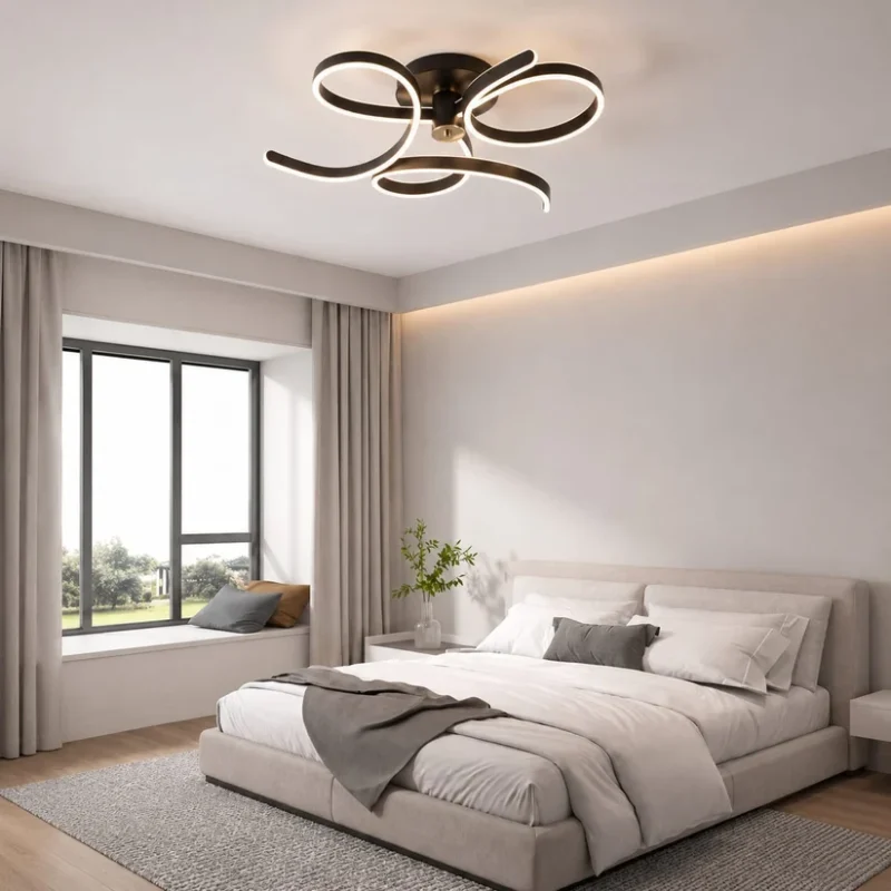Lustră LED Model T9870 BK – 360W, Telecomandă, 3 Tipuri de Lumină, Intensitate Reglabilă