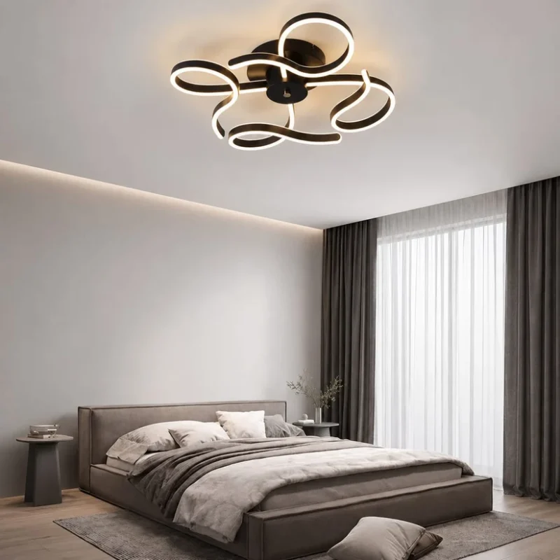 Lustră LED Model T9877 BK – 288W, Telecomandă, 3 Tipuri de Lumină, Intensitate Reglabilă
