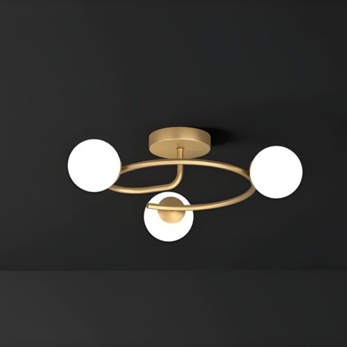 Lustră Suspendată de Lux, Auriu cu 3 Globuri, Design Cu Bile, Model DM6655-3