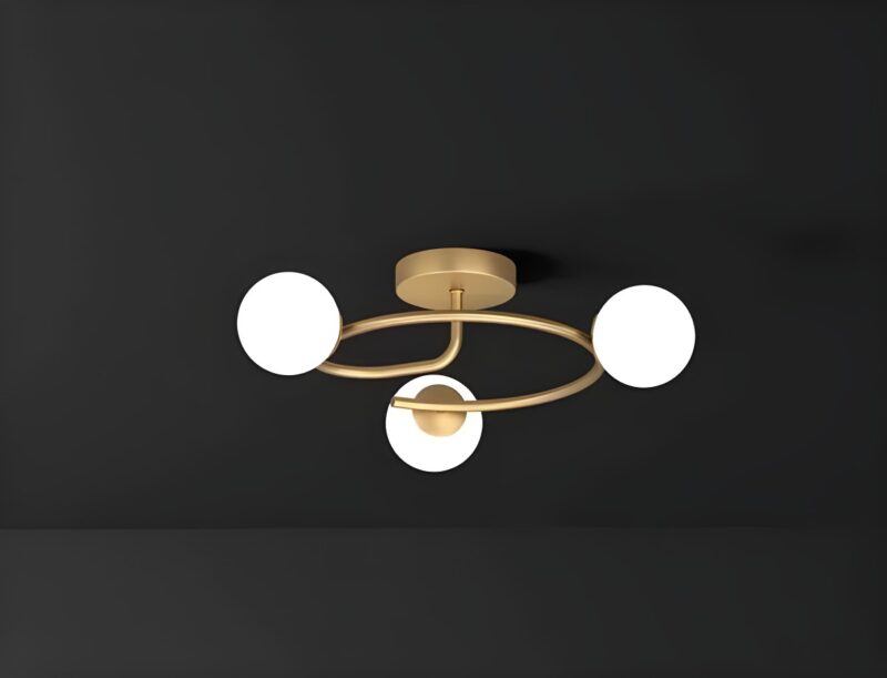 Lustră Suspendată de Lux, Auriu cu 3 Globuri, Design Cu Bile, Model DM6655-3