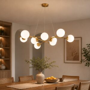 Lustră LED Gold cu 9 Globuri Albe – CD511-9