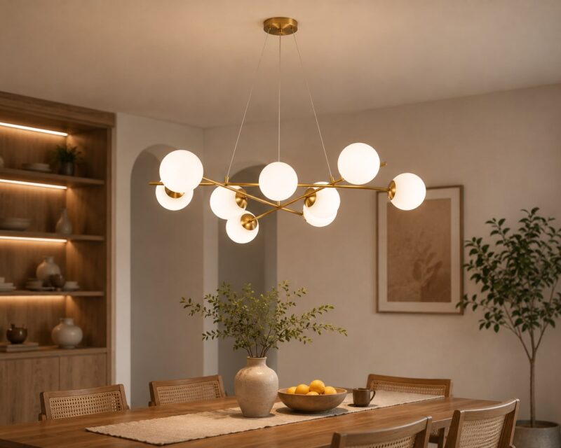 Lustră LED Gold cu 9 Globuri Albe – CD511-9