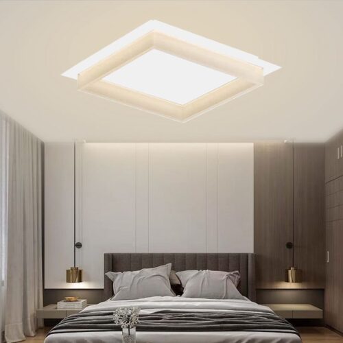 Lustră LED cu Telecomandă, 42W, 350×350mm, Albă