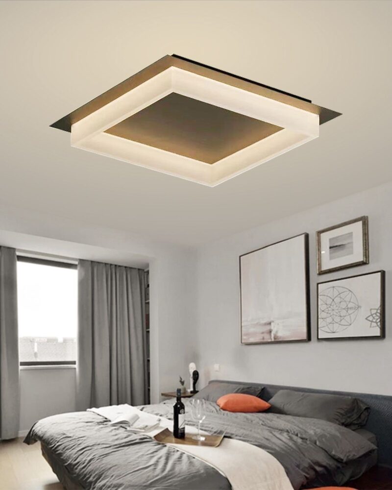 Lustră LED cu Telecomandă, Square Gold 500mm