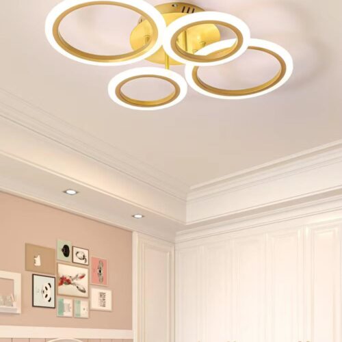 produs-1790216780688 Lustră LED cu Telecomandă, Gold, 4 Inele – 60W