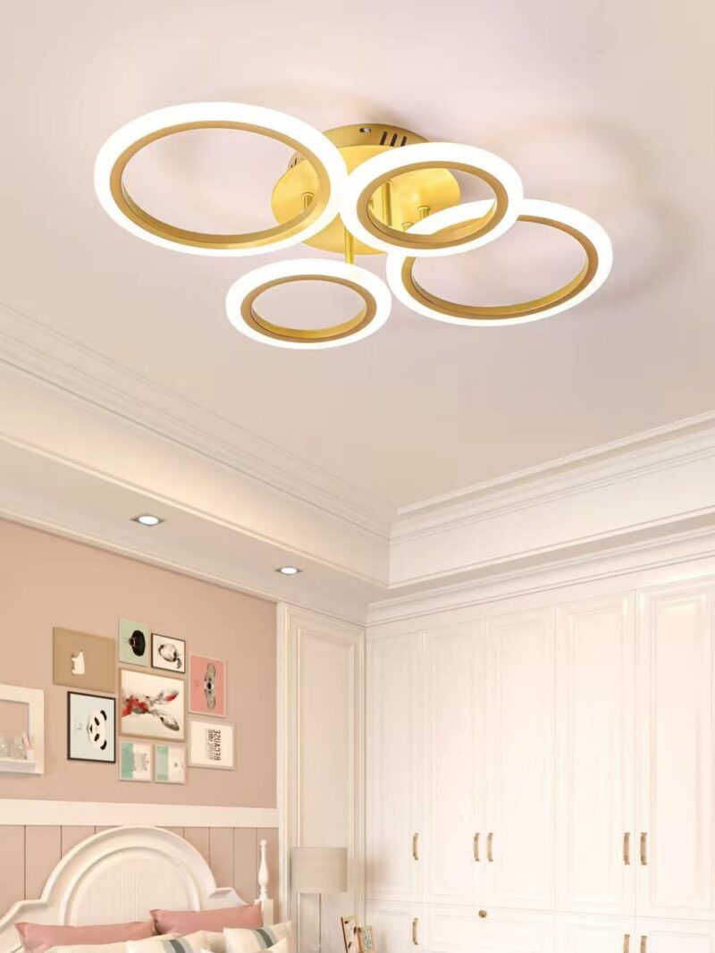 produs-1790216780688 Lustră LED cu Telecomandă, Gold, 4 Inele – 60W