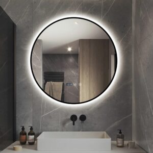 produs-1790219384045 Oglindă LED Touch Premium cu Dezaburire, Ramă Neagră, 3 Tipuri de Lumină, 60 cm