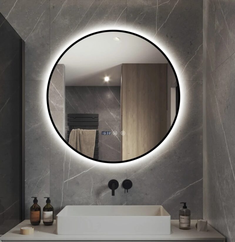 produs-1790219384045 Oglindă LED Touch Premium cu Dezaburire, Ramă Neagră, 3 Tipuri de Lumină, 60 cm