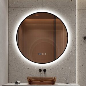 produs-1790219697206 Oglindă Baie LED cu Dezaburire și Senzor Touch, 90 cm, Ramă Neagră – Elit's Premium