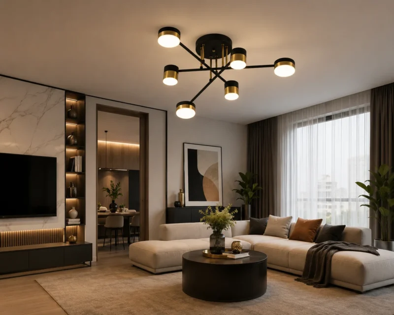 produs-1790250029581 Lustră LED L7815/6BK+FGD – 72W, Design Elegant cu Finisaj Negru & Auriu