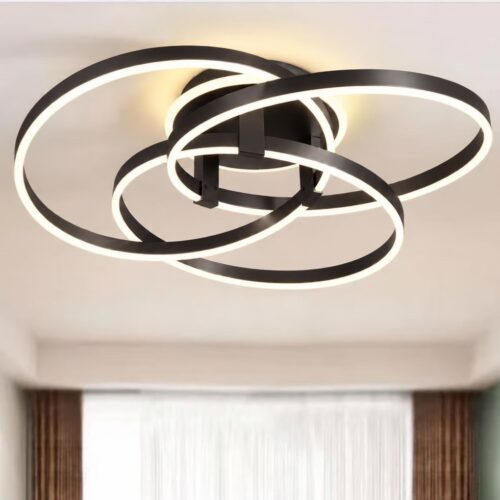 produs-1791440155110 Lustră LED cu Telecomandă – 3 Inele, Negru Mat