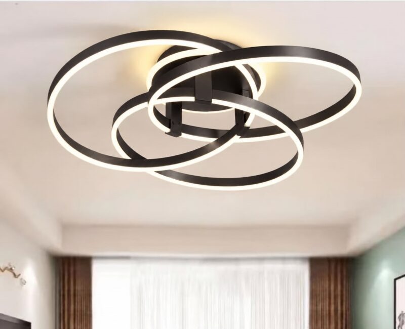 produs-1791440155110 Lustră LED cu Telecomandă – 3 Inele, Negru Mat